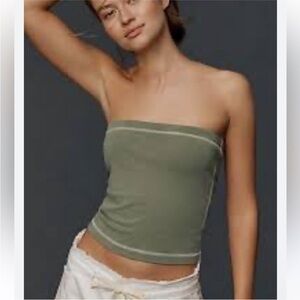 PILCRO Sunny Olive Green Strapless Tube Top - NWT